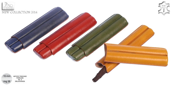 Portasigari Lubinski in vero cuoio Colorati per 2 toscani Interi Made in Italy