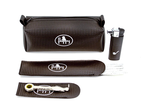 Floppy Starter Kit Prima Pipa Floppy Bent Rhodesian con Pochette Scovolini Pigino Accendino